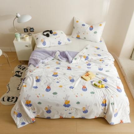 91家纺网 家纺一手货源 找家纺 有货 2023新款元气波点针织大豆被 波点星球兔