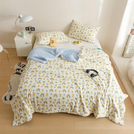 91家纺网 家纺一手货源 找家纺 有货 2023新款元气波点针织大豆被 波点星月