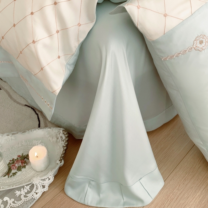 91家纺网 家纺一手货源 找家纺 曼布缇 2025新款100S莱赛尔天丝四件套 诺澜-奶油薄荷