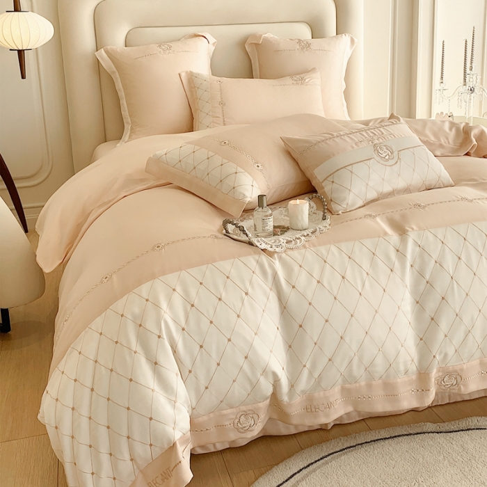 91家纺网 家纺一手货源 找家纺 曼布缇 2025新款100S莱赛尔天丝四件套 诺澜-香槟玉