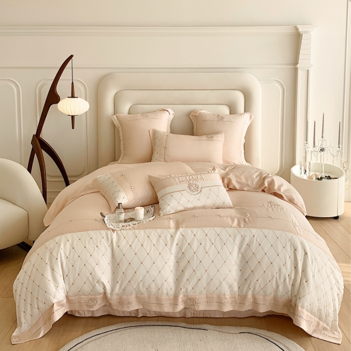 91家纺网 家纺一手货源 找家纺 曼布缇 2025新款100S莱赛尔天丝四件套 诺澜-香槟玉