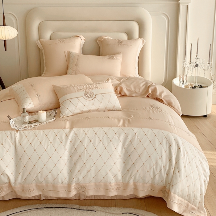 91家纺网 家纺一手货源 找家纺 曼布缇 2025新款100S莱赛尔天丝四件套 诺澜-香槟玉