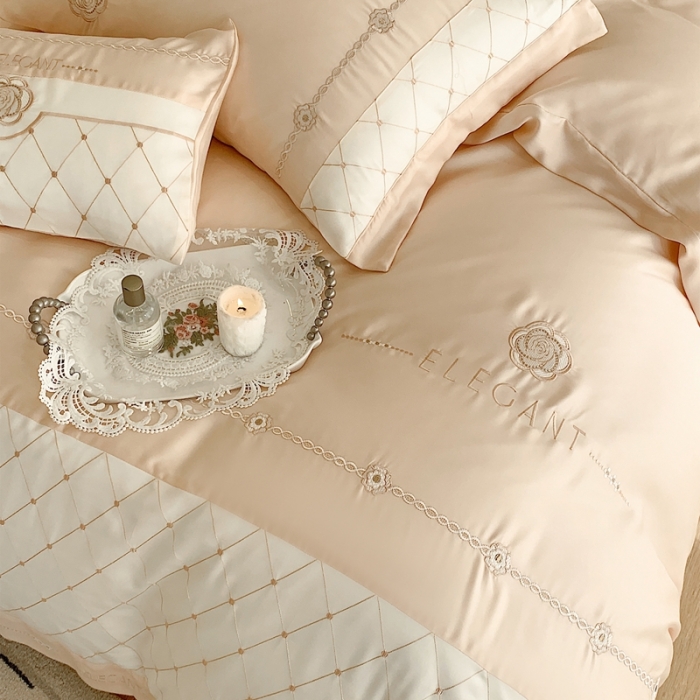 91家纺网 家纺一手货源 找家纺 曼布缇 2025新款100S莱赛尔天丝四件套 诺澜-香槟玉