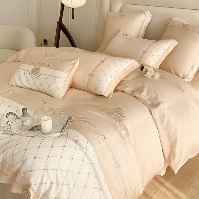 91家纺网 家纺一手货源 找家纺 曼布缇 2025新款100S莱赛尔天丝四件套 诺澜-香槟玉