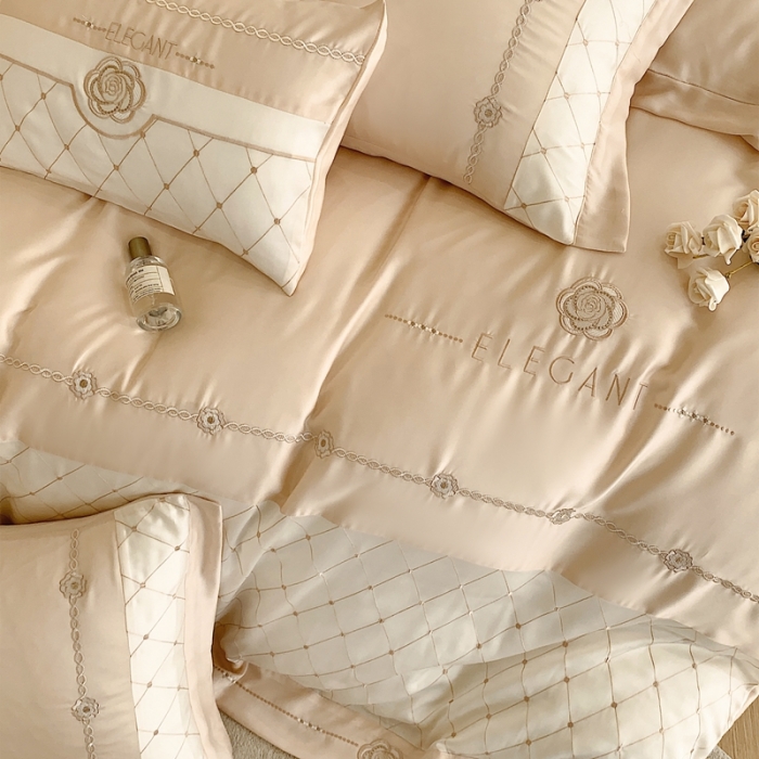 91家纺网 家纺一手货源 找家纺 曼布缇 2025新款100S莱赛尔天丝四件套 诺澜-香槟玉