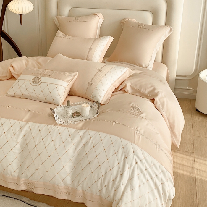 91家纺网 家纺一手货源 找家纺 曼布缇 2025新款100S莱赛尔天丝四件套 诺澜-香槟玉