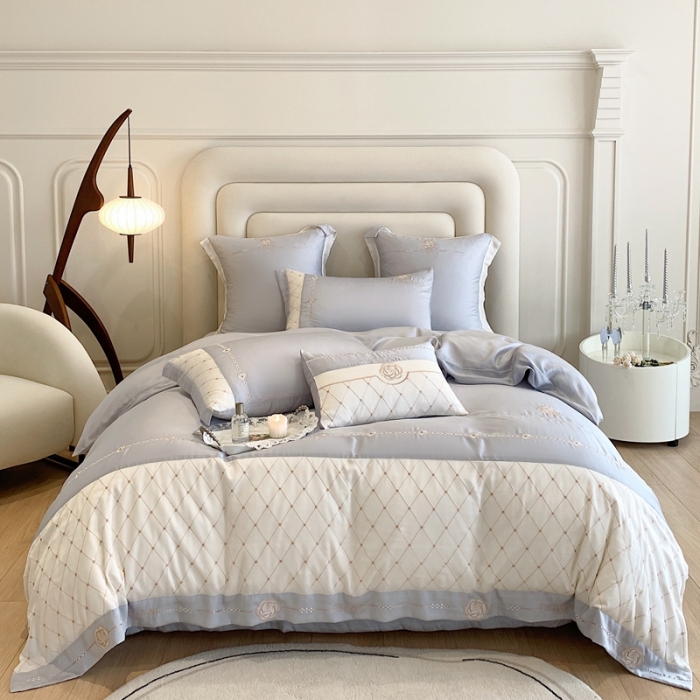 91家纺网 家纺一手货源 找家纺 曼布缇 2025新款100S莱赛尔天丝四件套 诺澜-星辰蓝