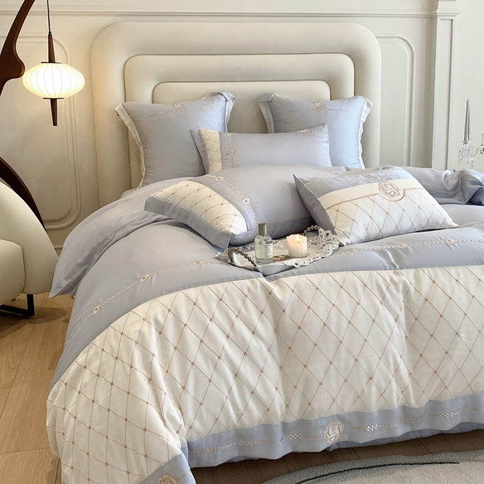 91家纺网 家纺一手货源 找家纺 曼布缇 2025新款100S莱赛尔天丝四件套 诺澜-星辰蓝