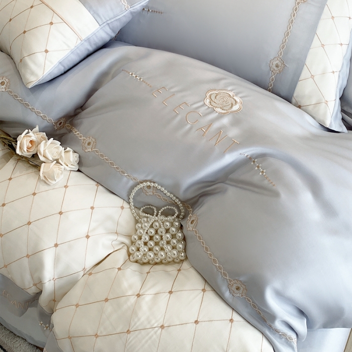 91家纺网 家纺一手货源 找家纺 曼布缇 2025新款100S莱赛尔天丝四件套 诺澜-星辰蓝