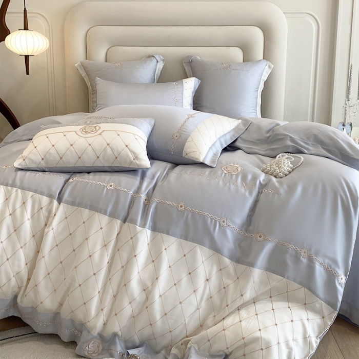 91家纺网 家纺一手货源 找家纺 曼布缇 2025新款100S莱赛尔天丝四件套 诺澜-星辰蓝