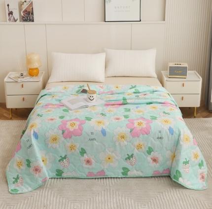 欧喜璐 2025新款钻石绒夏被空调被超声波压花礼品被 春暖花开-绿