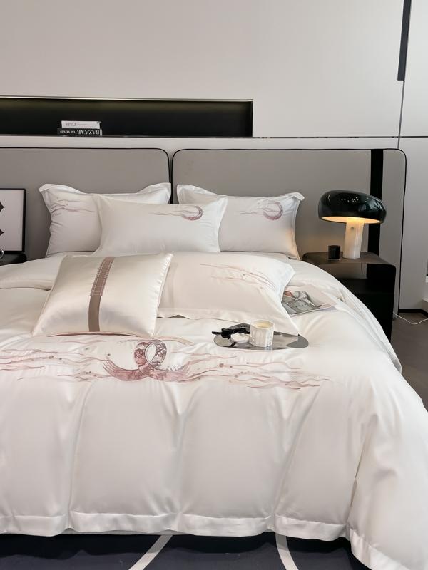 91家纺网 家纺一手货源 找家纺 魅都100阿克苏长绒棉刺绣四件套-米娅系列 米娅-椰奶白