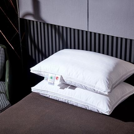 91家纺网 家纺一手货源 找家纺 （总）华盛 2024全棉缎条羽绒枕三层高端羽绒枕立体缎纹鹅绒枕