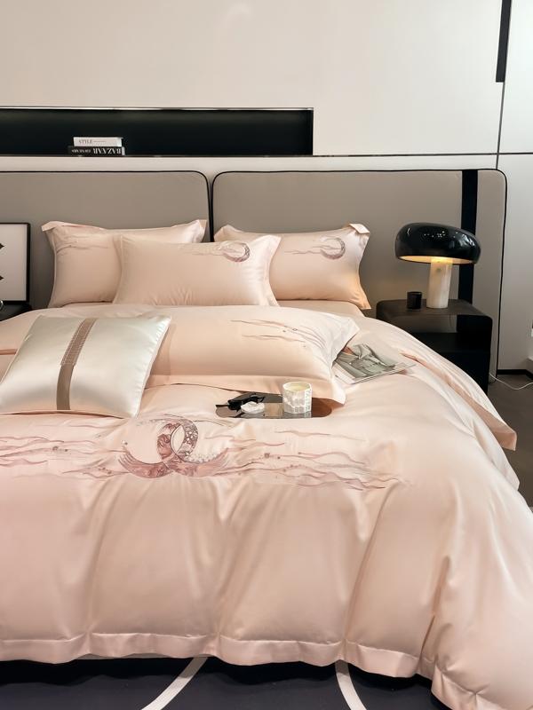 91家纺网 家纺一手货源 找家纺 魅都100阿克苏长绒棉刺绣四件套-米娅系列 米娅-粉玉