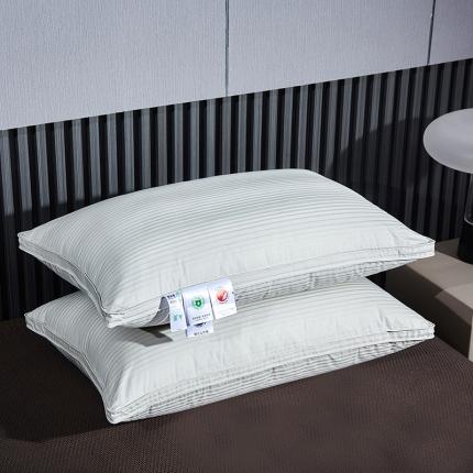 91家纺网 家纺一手货源 找家纺 （总）华盛 2024全棉缎条羽绒枕三层高端羽绒枕立体缎纹鹅绒枕