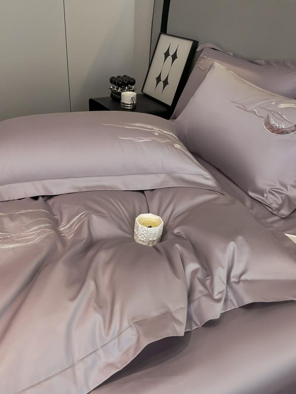 91家纺网 家纺一手货源 找家纺 魅都100阿克苏长绒棉刺绣四件套-米娅系列 米娅-香芋紫