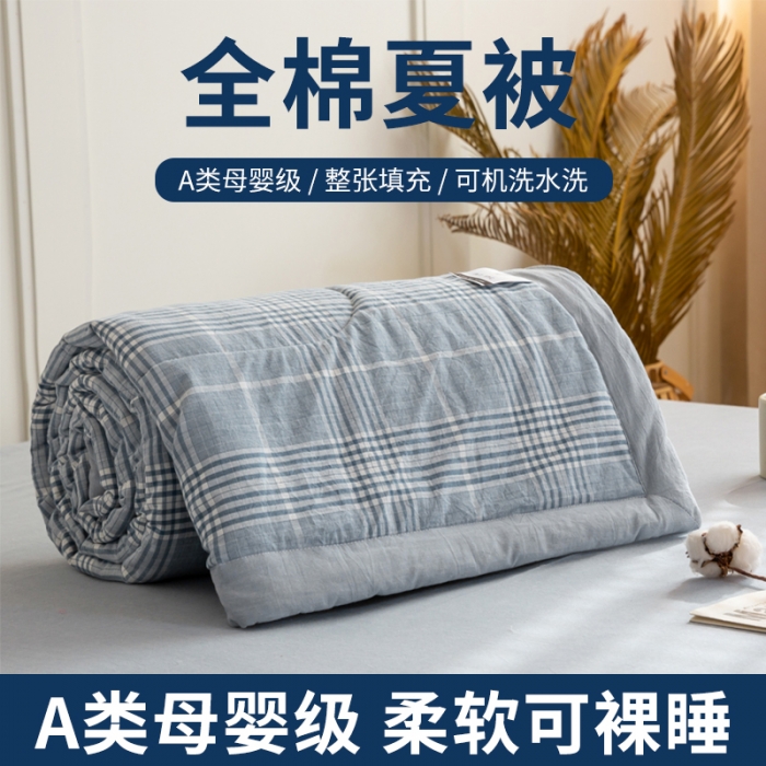 91家纺网 家纺一手货源 找家纺 鸣升 新款全棉色织水洗棉棉花夏被（图片2无模特） 柏林兰
