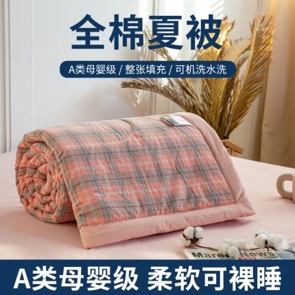 鸣升 新款全棉色织水洗棉棉花夏被（图片2无模特） 芳华粉