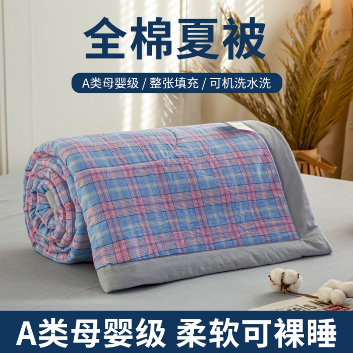 91家纺网 家纺一手货源 找家纺 鸣升 新款全棉色织水洗棉棉花夏被（图片2无模特） 芳华兰