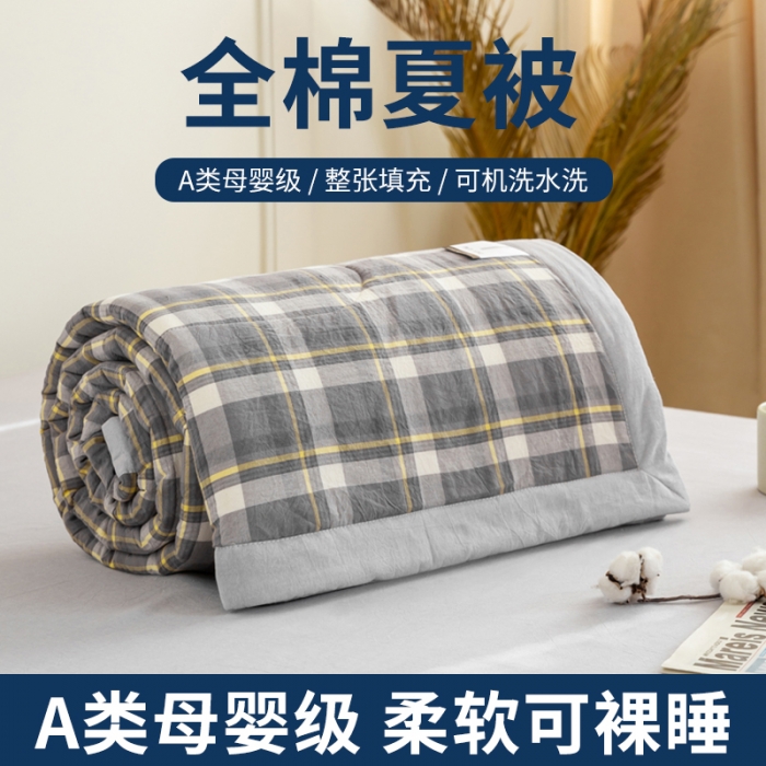 91家纺网 家纺一手货源 找家纺 鸣升 新款全棉色织水洗棉棉花夏被（图片2无模特） 莫妮卡灰