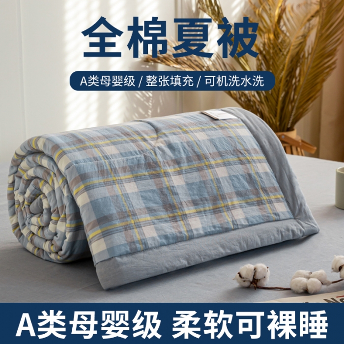 91家纺网 家纺一手货源 找家纺 鸣升 新款全棉色织水洗棉棉花夏被（图片2无模特） 莫妮卡