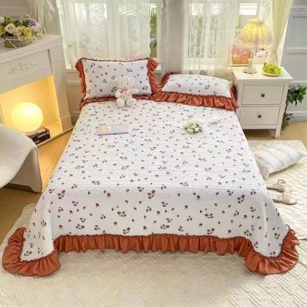 91家纺网 家纺一手货源 找家纺 总 希朵2023新款麻小棉小碎花花边款床盖夏被空调盖毯三件套