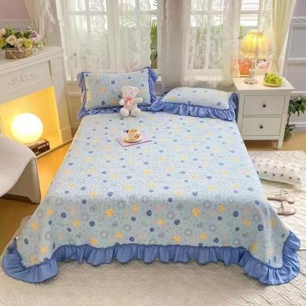 91家纺网 家纺一手货源 找家纺 总 希朵2023新款麻小棉小碎花花边款床盖夏被空调盖毯三件套