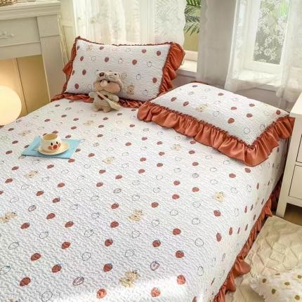 总 希朵2023新款麻小棉小碎花花边款床盖夏被空调盖毯三件套