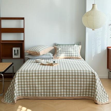 91家纺网 家纺一手货源 找家纺 （总）孑寐 2025新款日式纯棉全棉手工老粗布凉席三件套