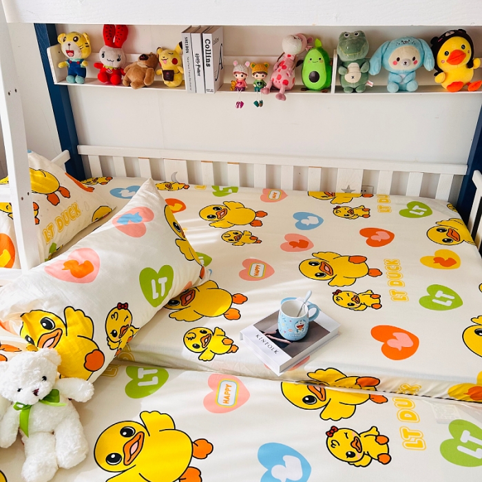 91家纺网 家纺一手货源 找家纺 （总）小虾米 2023新款上下铺小黄鸭系列全棉床笠（可定制）