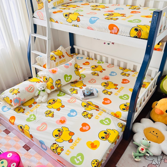 91家纺网 家纺一手货源 找家纺 （总）小虾米 2023新款上下铺小黄鸭系列全棉床笠（可定制）