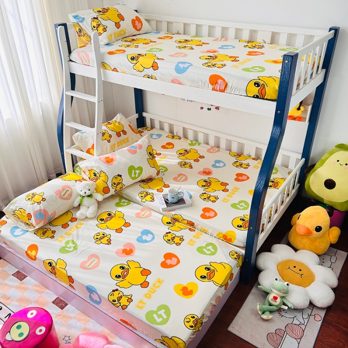 91家纺网 家纺一手货源 找家纺 小虾米 2023新款上下铺小黄鸭系列全棉床笠（可定制） 可爱鸭