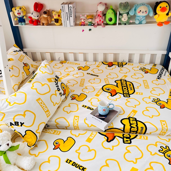 91家纺网 家纺一手货源 找家纺 小虾米 2023新款上下铺小黄鸭系列全棉床笠（可定制） 航帆启航