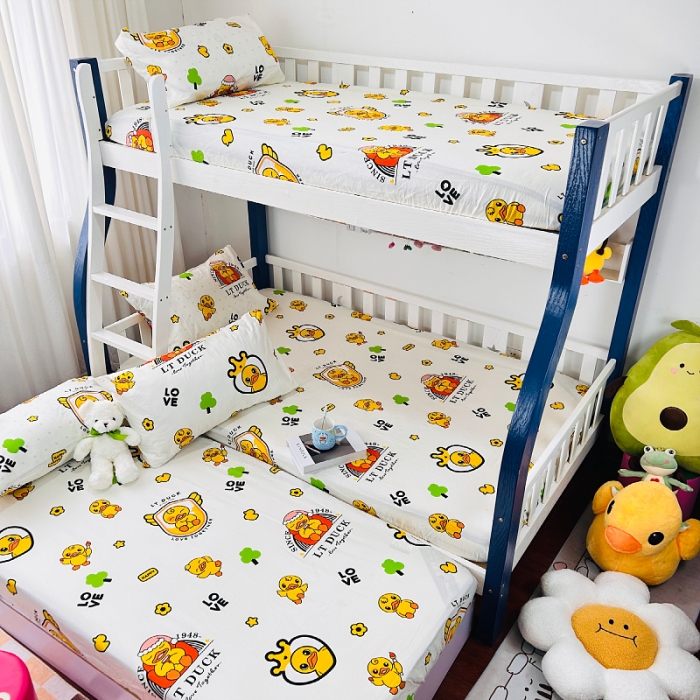 91家纺网 家纺一手货源 找家纺 小虾米 2023新款上下铺小黄鸭系列全棉床笠（可定制） 皇冠假日