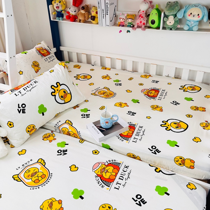 91家纺网 家纺一手货源 找家纺 小虾米 2023新款上下铺小黄鸭系列全棉床笠（可定制） 皇冠假日