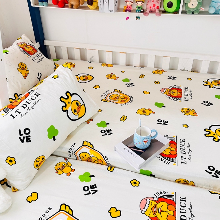 91家纺网 家纺一手货源 找家纺 小虾米 2023新款上下铺小黄鸭系列全棉床笠（可定制） 皇冠假日