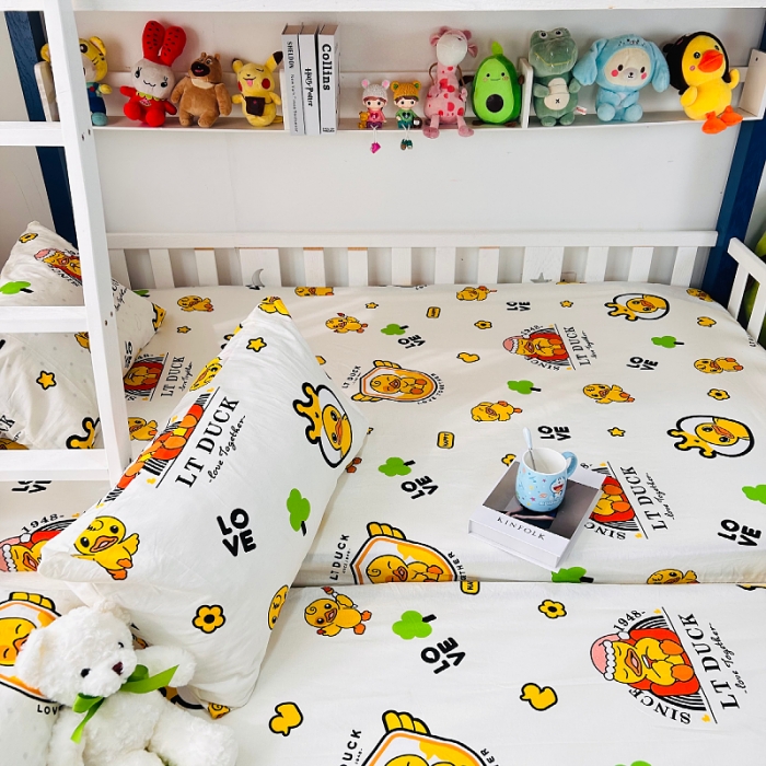 91家纺网 家纺一手货源 找家纺 小虾米 2023新款上下铺小黄鸭系列全棉床笠（可定制） 皇冠假日