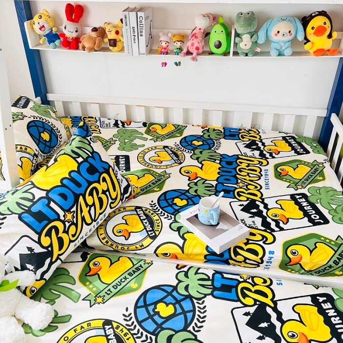 91家纺网 家纺一手货源 找家纺 小虾米 2023新款上下铺小黄鸭系列全棉床笠（可定制） 假日鸭