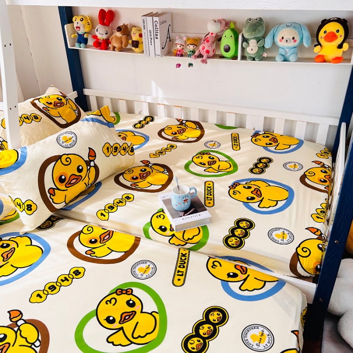 91家纺网 家纺一手货源 找家纺 小虾米 2023新款上下铺小黄鸭系列全棉床笠（可定制） 萌鸭一族