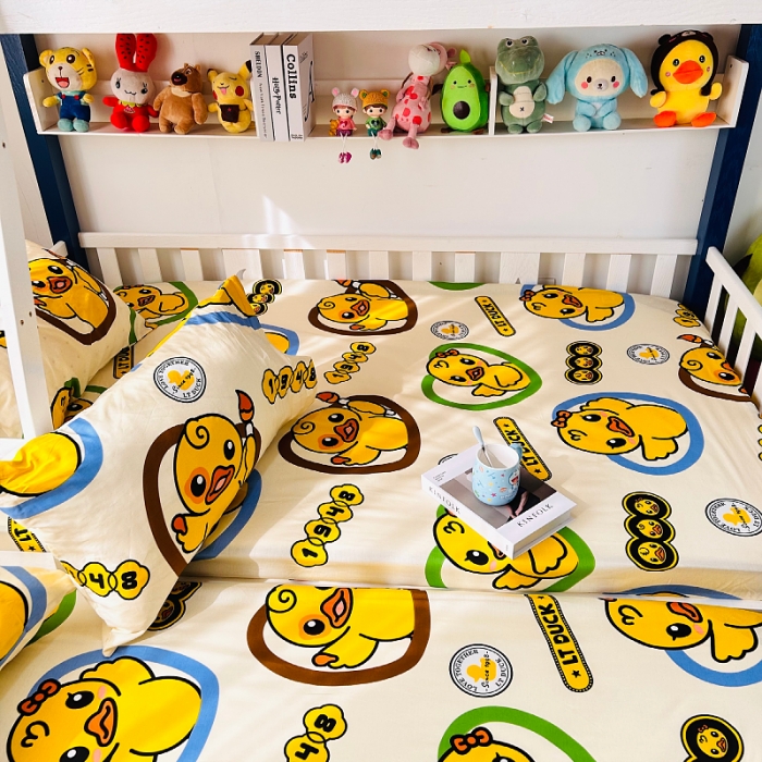 91家纺网 家纺一手货源 找家纺 小虾米 2023新款上下铺小黄鸭系列全棉床笠（可定制） 萌鸭一族