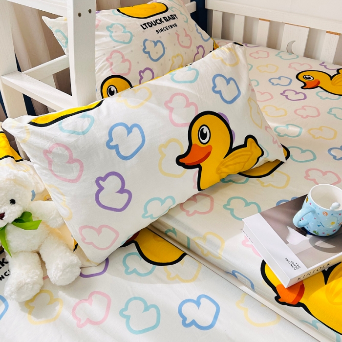 91家纺网 家纺一手货源 找家纺 小虾米 2023新款上下铺小黄鸭系列全棉床笠（可定制） 五彩缤纷