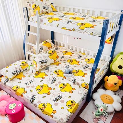 小虾米 2023新款上下铺小黄鸭系列全棉床笠（可定制） 心想事成鸭