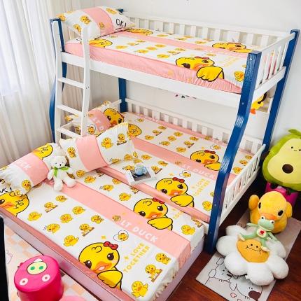 小虾米 2023新款上下铺小黄鸭系列全棉床笠（可定制） 羞涩鸭