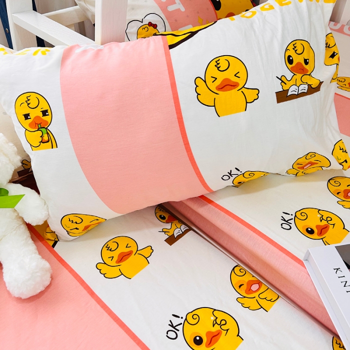 91家纺网 家纺一手货源 找家纺 小虾米 2023新款上下铺小黄鸭系列全棉床笠（可定制） 羞涩鸭