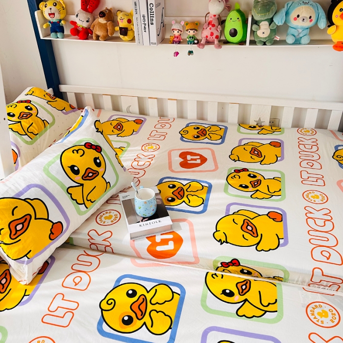 91家纺网 家纺一手货源 找家纺 小虾米 2023新款上下铺小黄鸭系列全棉床笠（可定制） 鸭鸭公主