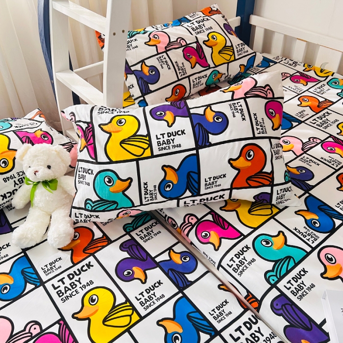 91家纺网 家纺一手货源 找家纺 小虾米 2023新款上下铺小黄鸭系列全棉床笠（可定制） 摇滚鸭