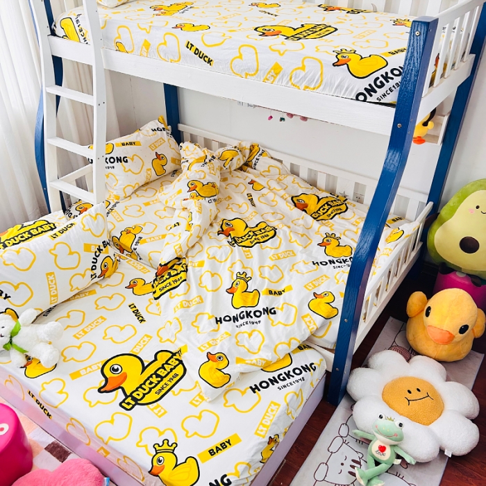 91家纺网 家纺一手货源 找家纺 （总）小虾米 2023新款上下铺小黄鸭系列全棉被套
