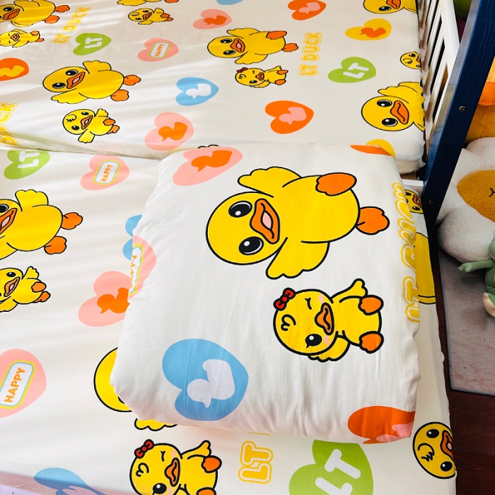 91家纺网 家纺一手货源 找家纺 小虾米 2023新款上下铺小黄鸭系列全棉被套 可爱鸭