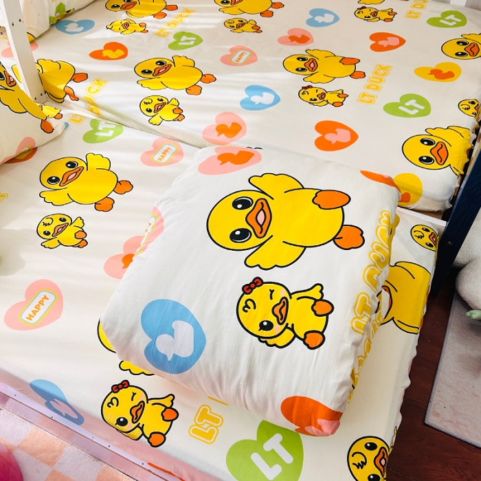 91家纺网 家纺一手货源 找家纺 小虾米 2023新款上下铺小黄鸭系列全棉被套 可爱鸭
