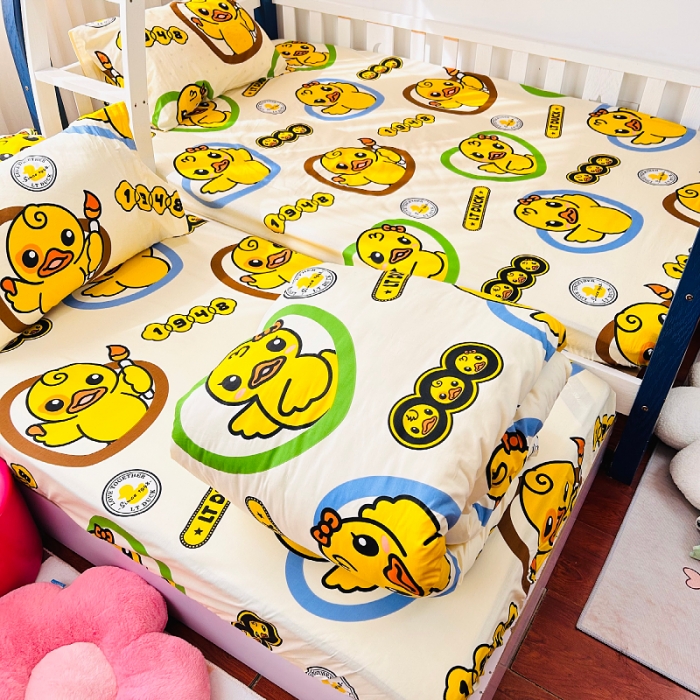 91家纺网 家纺一手货源 找家纺 小虾米 2023新款上下铺小黄鸭系列全棉被套 萌鸭一族